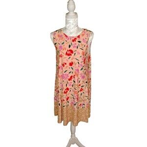 LOFT Outlet Peach Casual Dress  Petites L Shift, tank Midi Flowy Comfy Floral